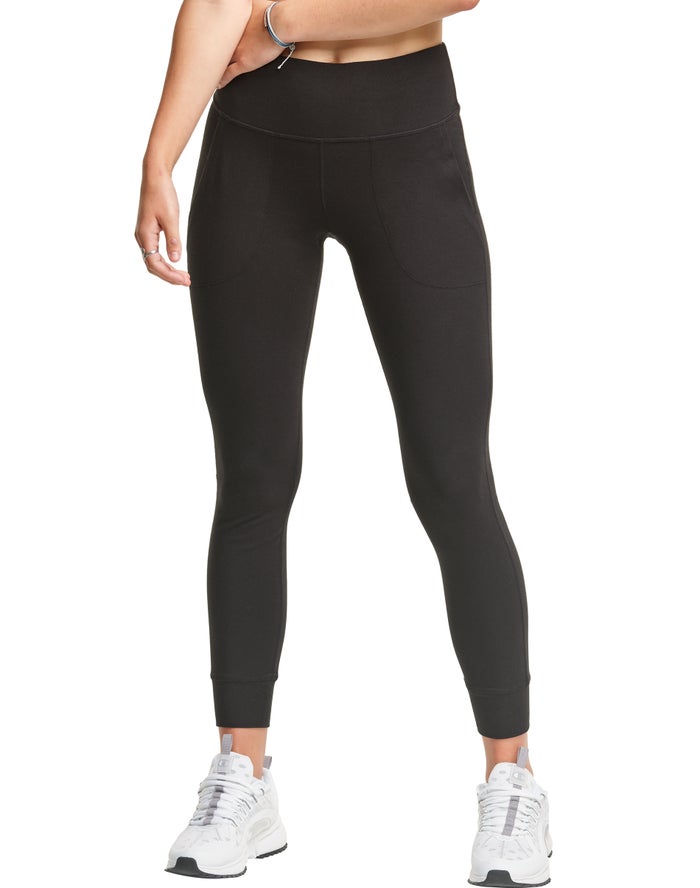 Champion Womens Leggings NZ - Authentic Black ( 6472-GFXIT )